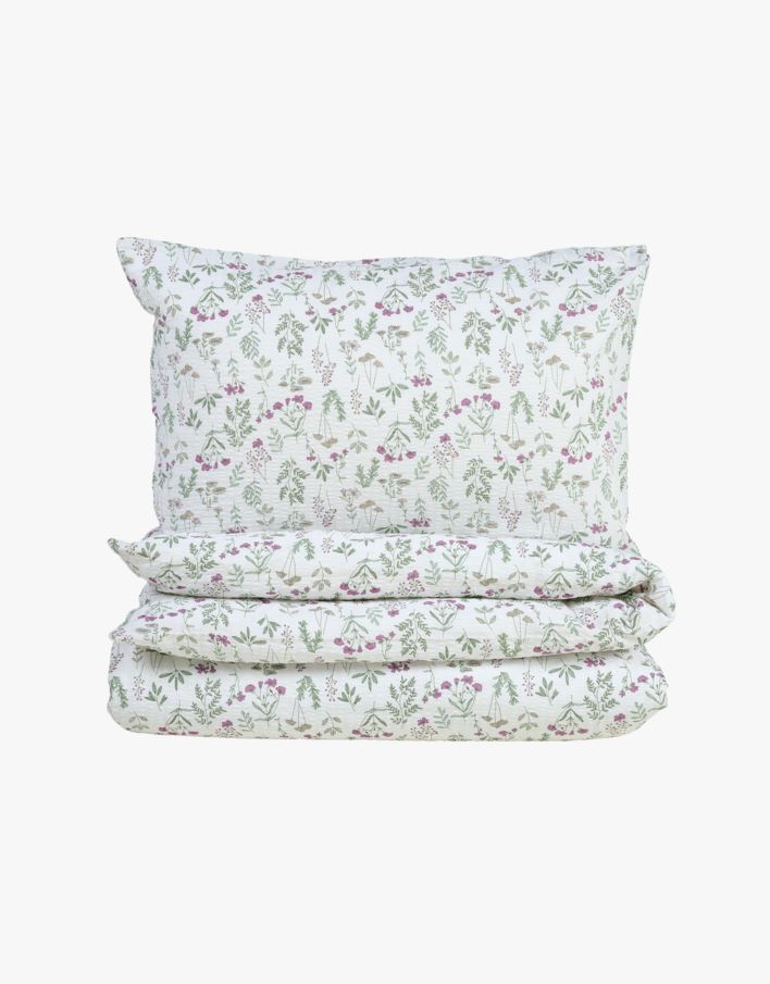 Krepp sengesett multi grønn - 140x220+50x70 cm multi grønn - 1