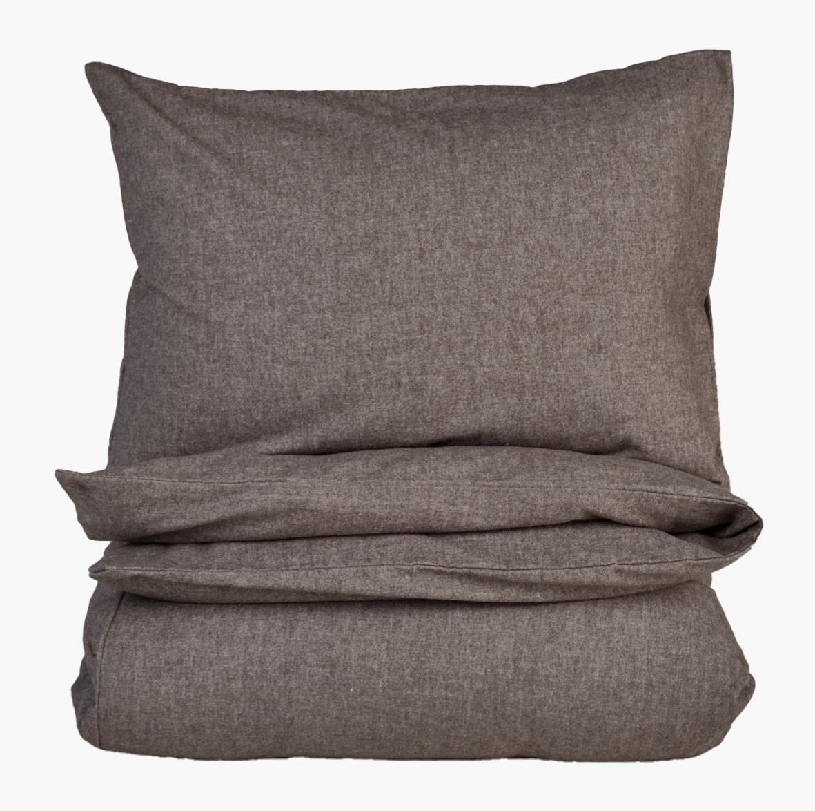 Garnfarget flanell sengesett brun - 140x200 cm brun - 1