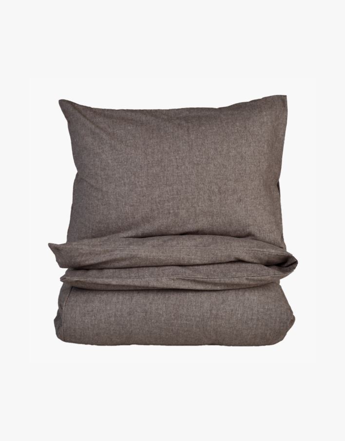 Garnfarget flanell sengesett brun - 140x220 cm brun - 1