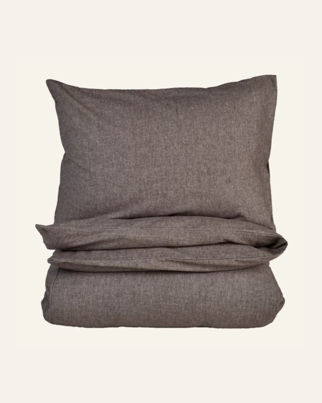 Garnfarget flanell sengesett brun - 140x200 cm brun - 1
