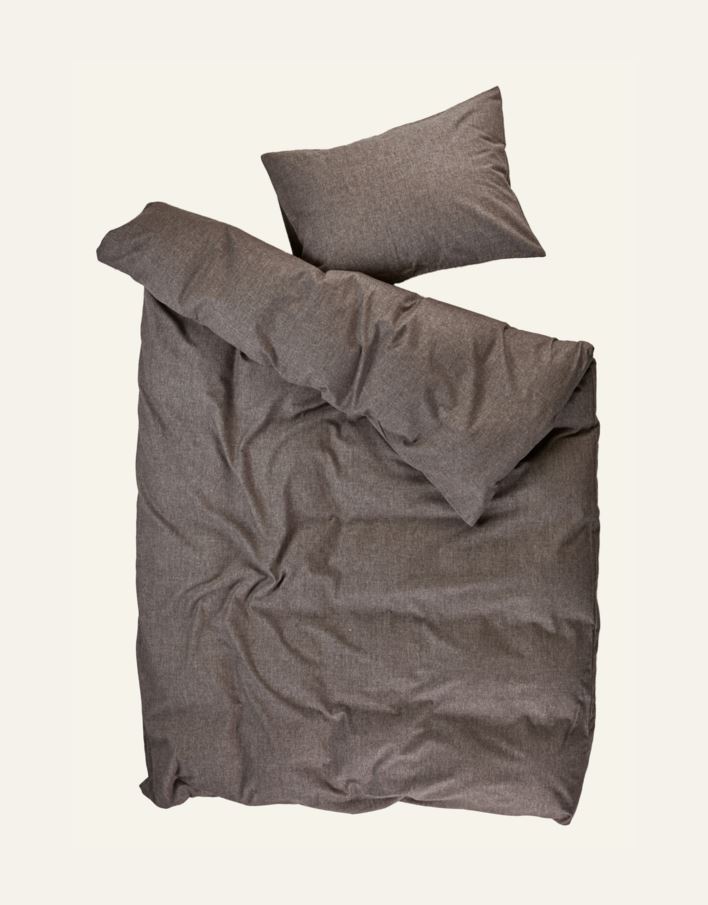 Garnfarget flanell sengesett brun - 2
