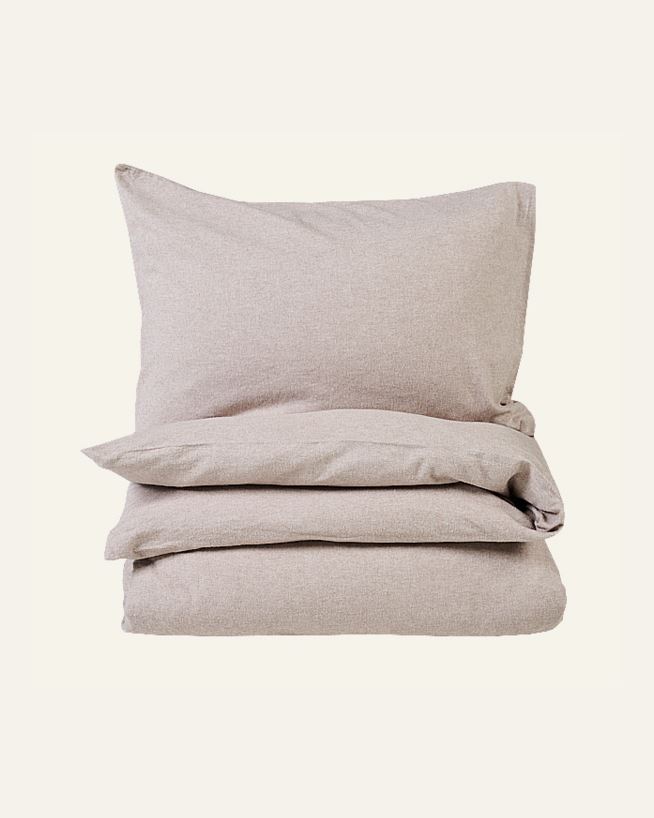 Garnfarget flanell sengesett sand - 200x220 cm sand - 1