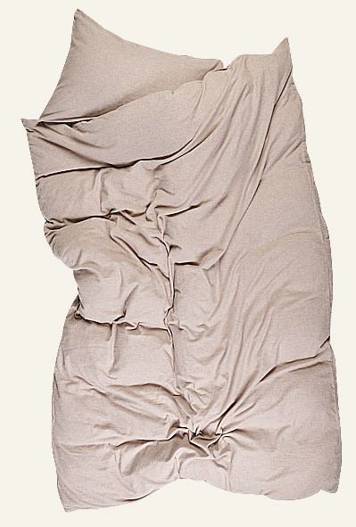 Garnfarget flanell sengesett sand - 2