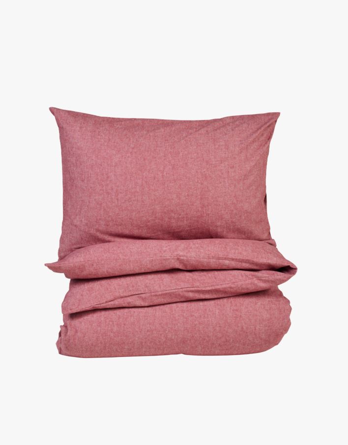Garnfarget flanell sengesett rød - 140x200 cm rød - 1