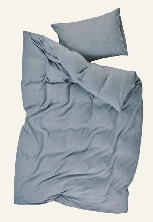 Garnfarget flanell sengesett gråblå - 6