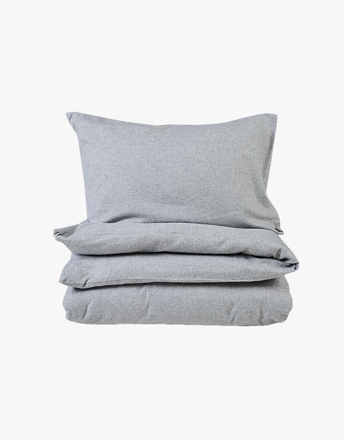 Garnfarget flanell sengesett grå - 200x220 cm grå - 1