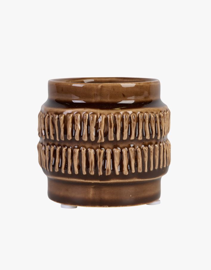 Telysholder mørk brun - 8x8x7,5 cm mørk brun - 1