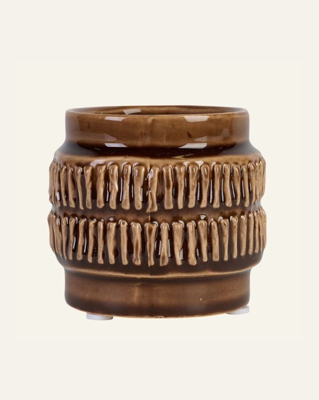 Telysholder mørk brun - 8x8x7,5 cm mørk brun - 1