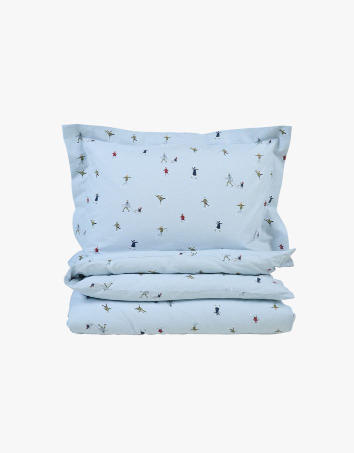 Bomull sengesett lys blå - 140x200+50x70 cm lys blå - 1