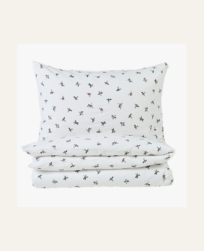 Flanell sengesett offwhite - 140x200+50x70 cm offwhite - 1