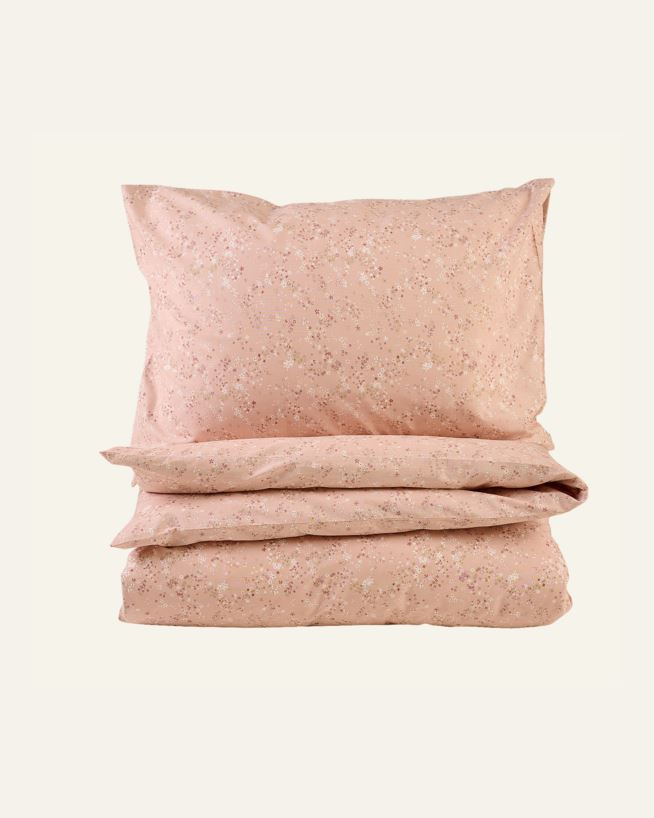 Bomull sengesett pudderrosa - 140x220+50x70 cm pudderrosa - 1