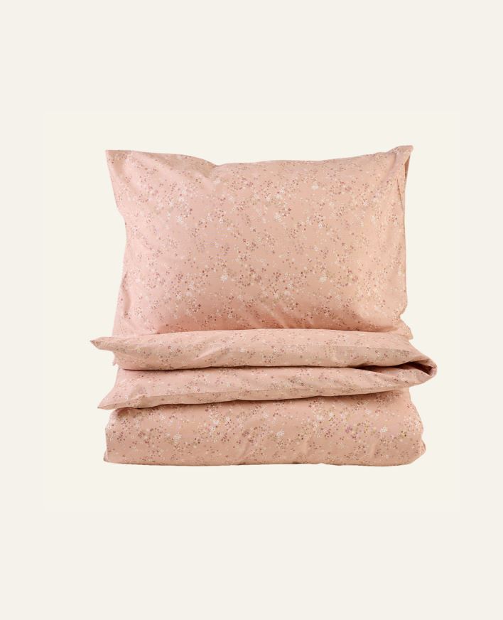 Bomull sengesett pudderrosa - 140x220+50x70 cm pudderrosa - 1