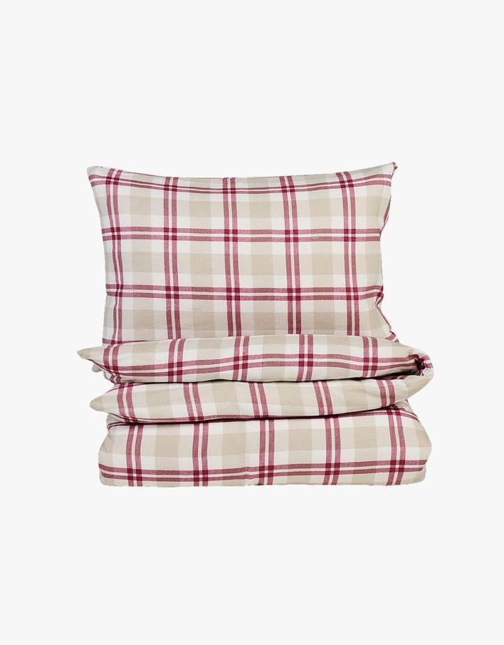 Flanell sengesett rød - 140x220 cm rød - 1