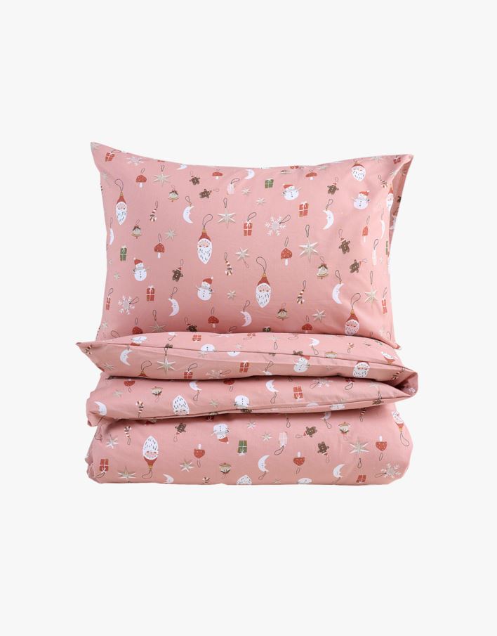 Bomull sengesett rosa - 140x200+50x70 cm rosa - 1