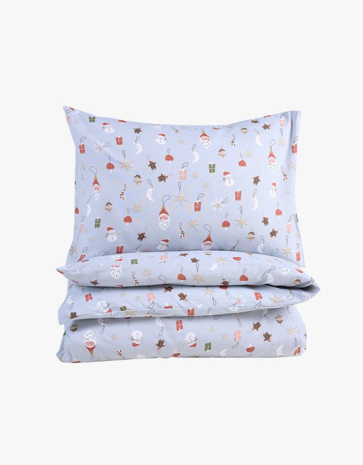 Bomull sengesett lys blå - 140x200+50x70 cm lys blå - 1