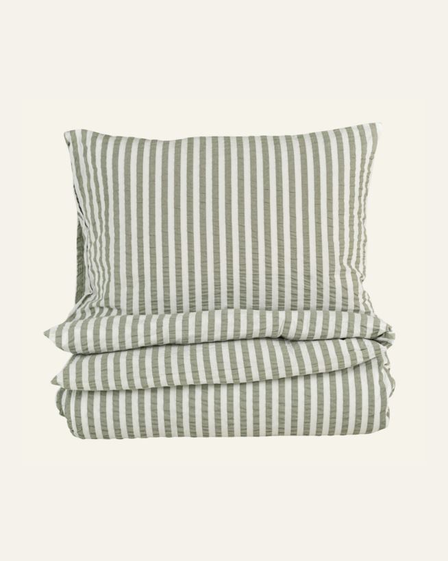 Krepp sengesett olivengrønn - 140x220 cm olivengrønn - 1