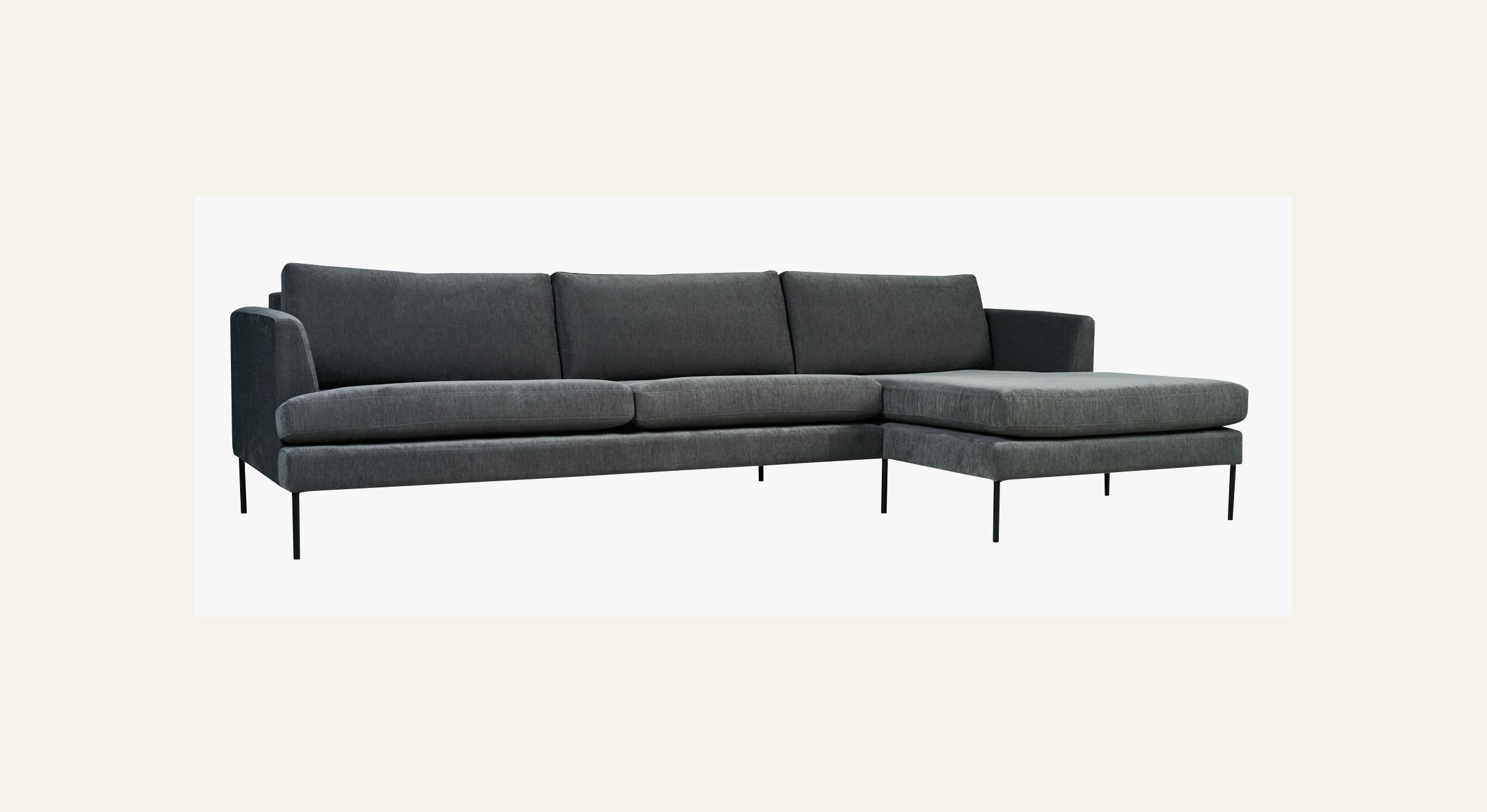Sofa sjeselong høyre grå - 2