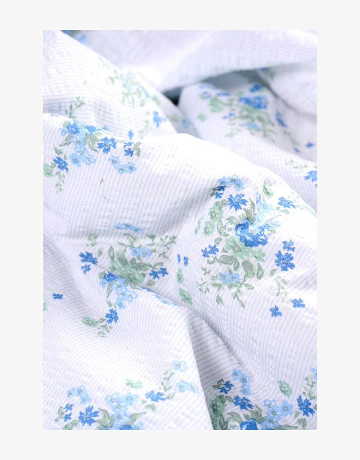 Krepp sengesett blå - 140x200+50x70 cm blå - 1