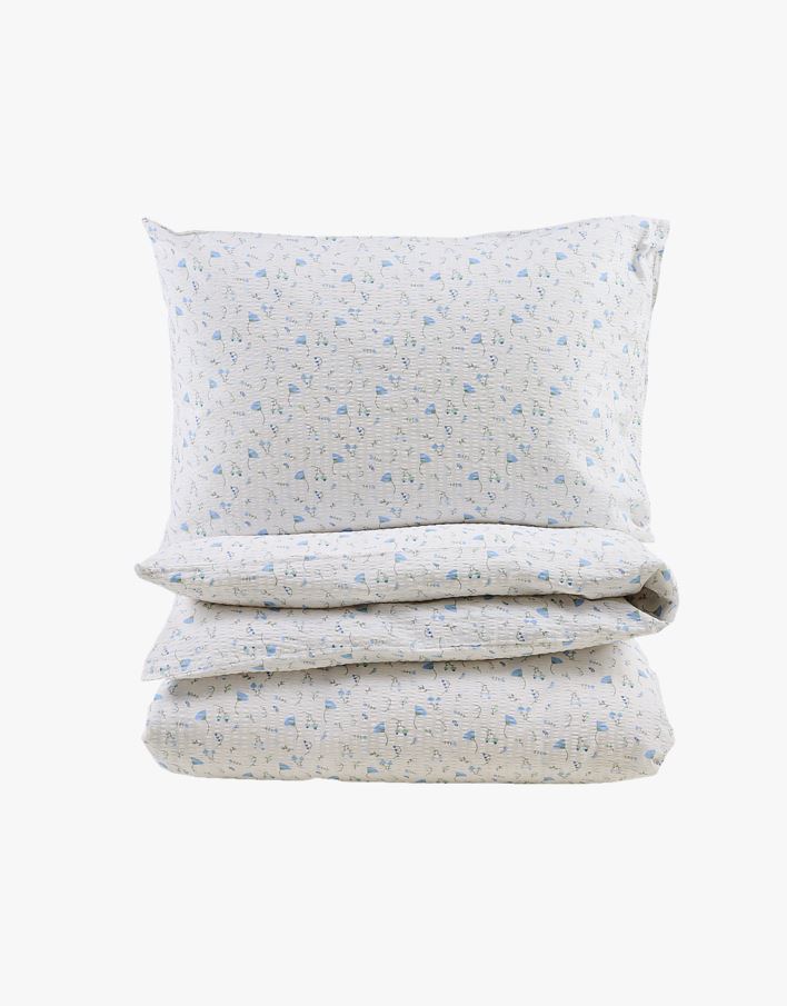 Krepp sengesett blå - 200x220+50x70 cm blå - 1