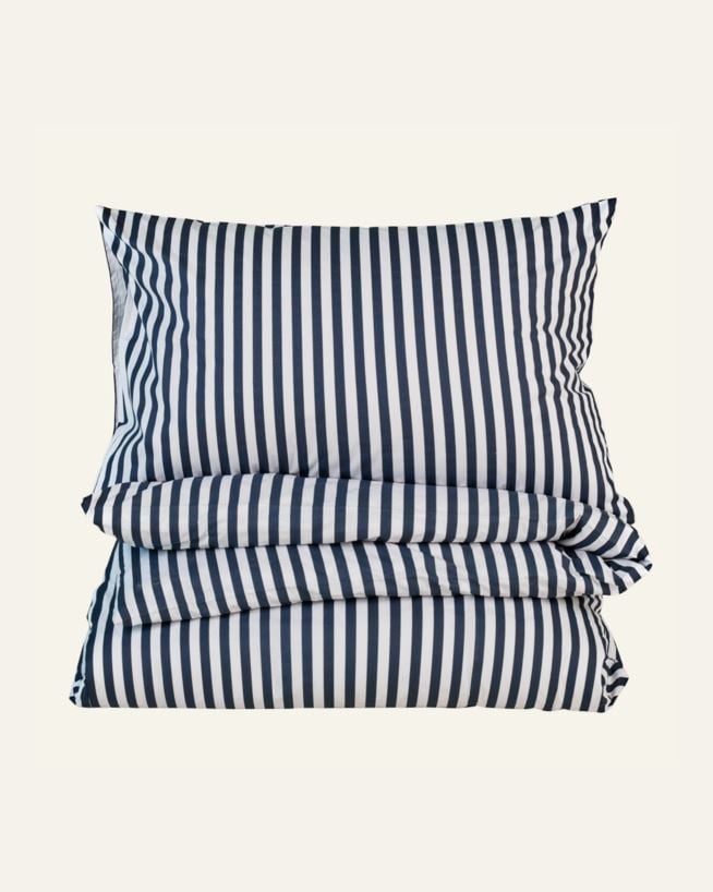 Bomull sengesett marineblå - 140x220 cm/50x70 cm marineblå - 1