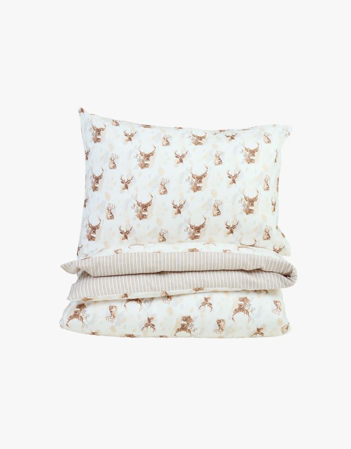 Flanell sengesett brun - 140x220+50x70 cm brun - 1