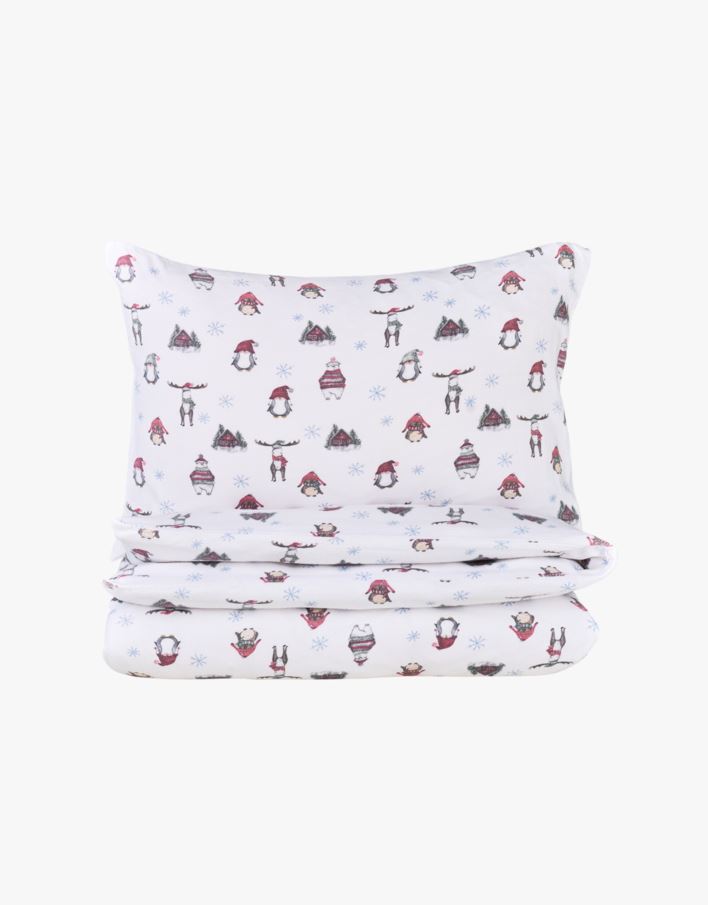 Flanell sengesett rød - 140x200+50x70 cm rød - 1