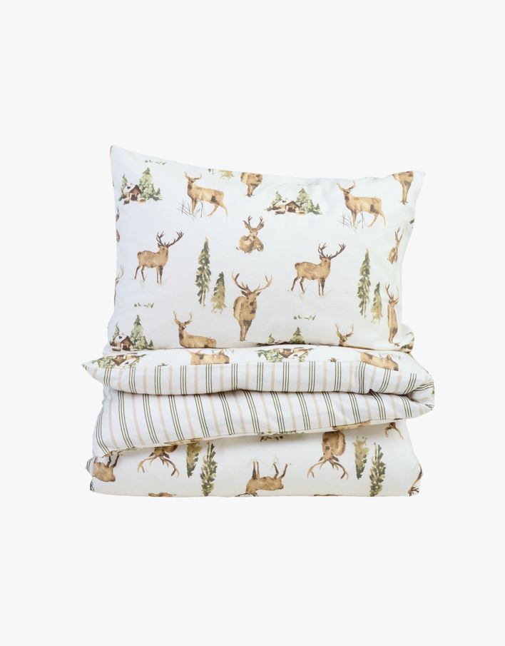 Flanell sengesett sand - 140x200+50x70 cm sand - 1