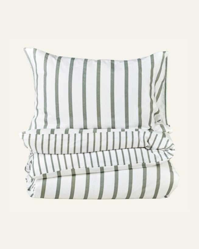 Flanell sengesett olivengrønn - 140x200 cm/50x70 cm olivengrønn - 1