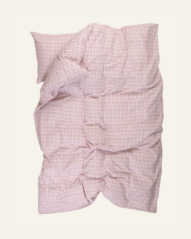 Flanell sengesett rød - 140x200+50x70 cm rød - 1