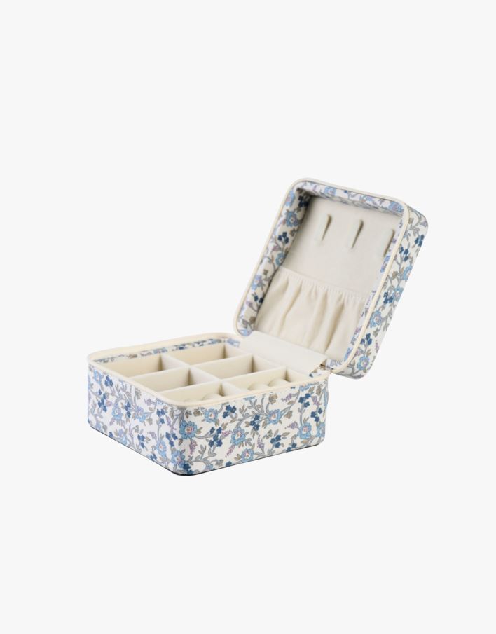 Smykkeskrin m/glidelås multi blå - 11x11 cm multi blå - 1