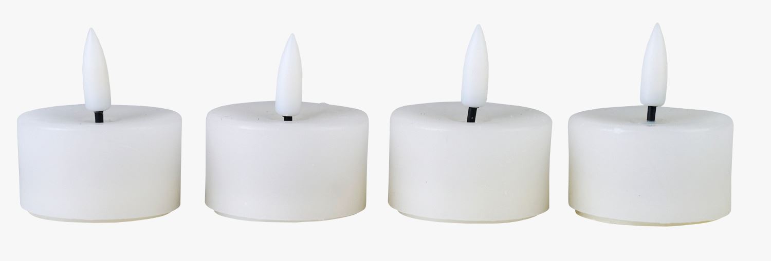 Led telys hvit - 4,5x4,5x5,5 cm hvit - 1