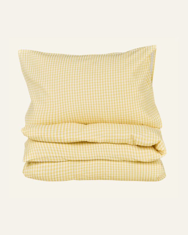 Krepp sengesett gul - 140x200 cm/50x70 cm gul - 1