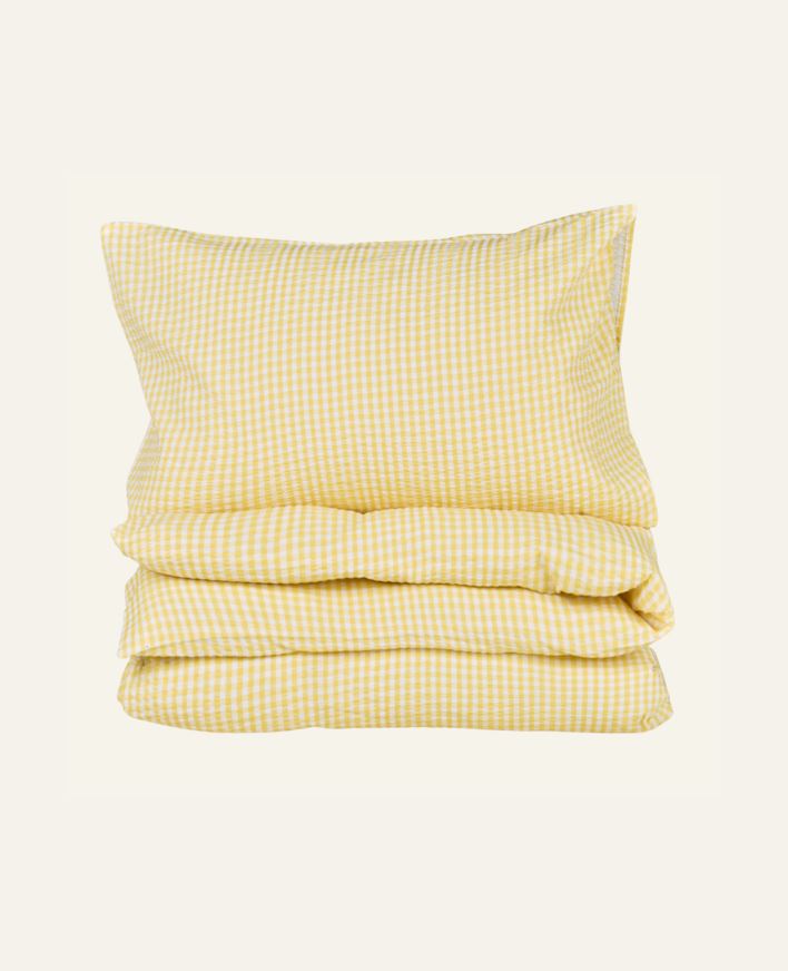 Krepp sengesett gul - 140x200 cm/50x70 cm gul - 1