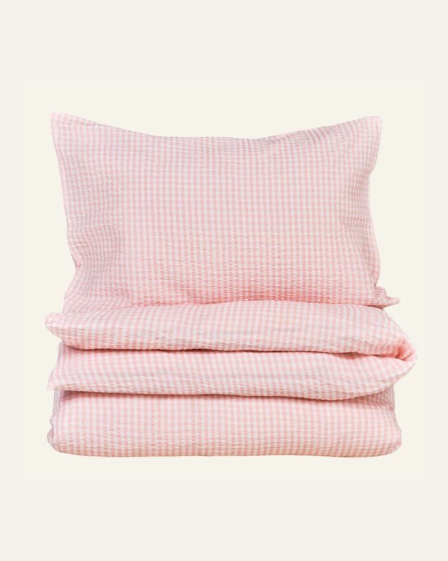 Krepp sengesett rosa - 140x200 cm/50x70 cm rosa - 1