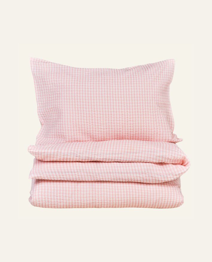 Krepp sengesett rosa - 140x200 cm/50x70 cm rosa - 1