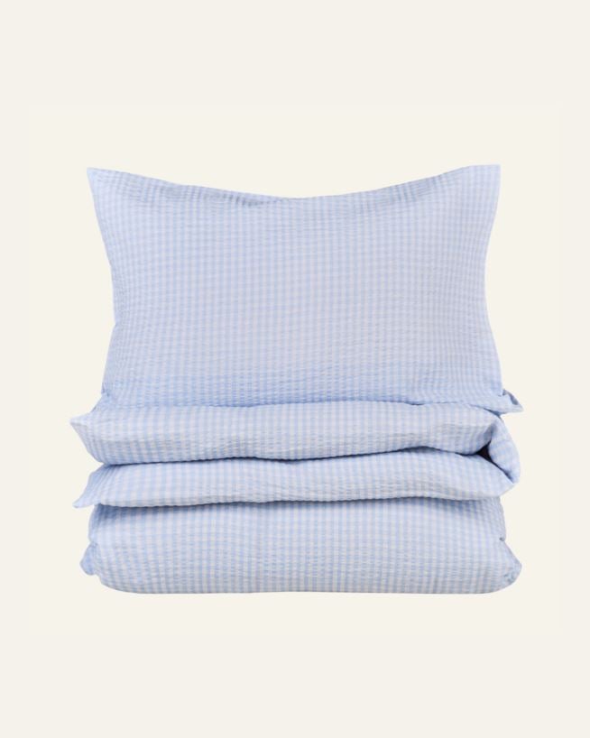 Krepp sengesett lys blå - 140x220 cm/50x70 cm lys blå - 1