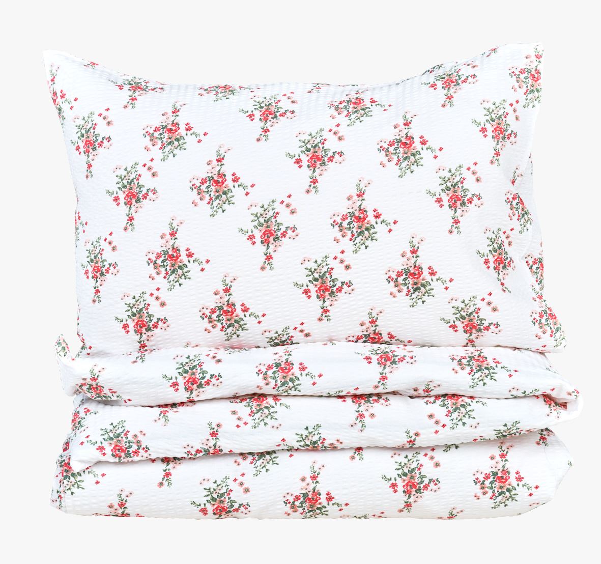 Krepp sengesett multi rød - 140x200+50x70 cm multi rød - 1