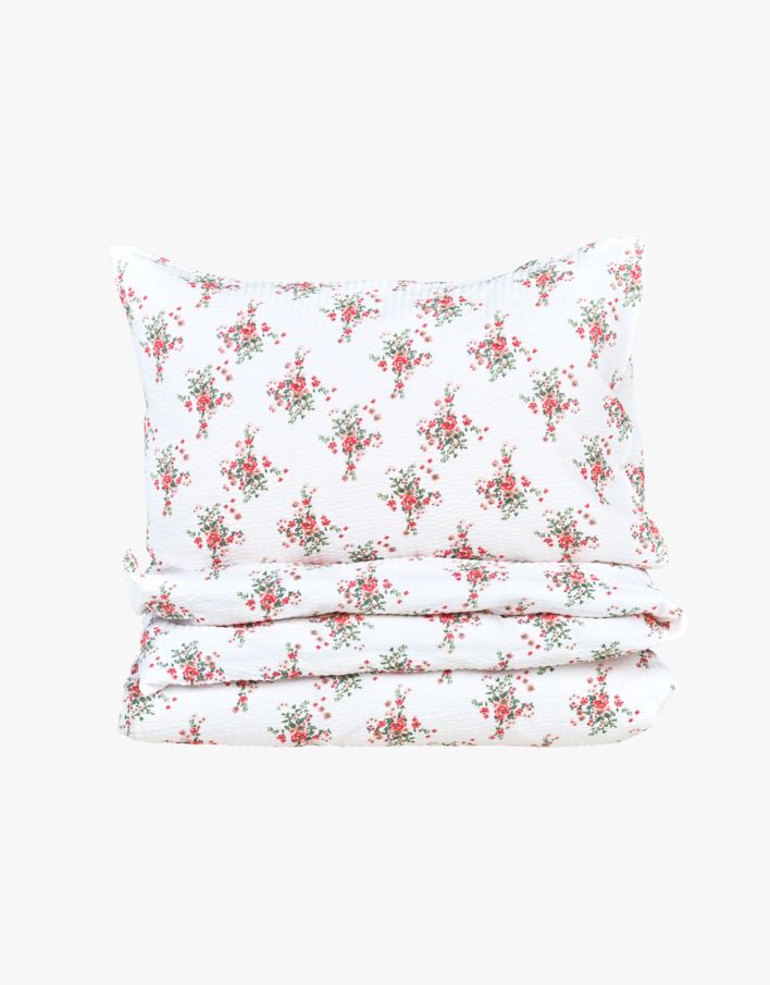 Krepp sengesett multi rød - 140x200+50x70 cm multi rød - 1