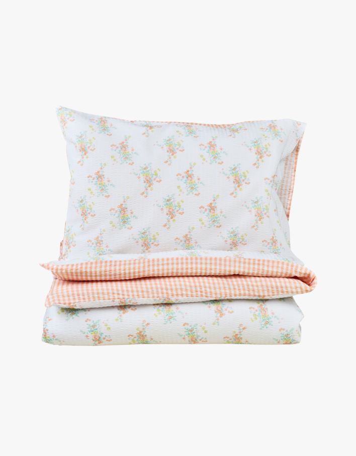 Krepp sengesett aprikos - 140x220+50x70 cm aprikos - 1