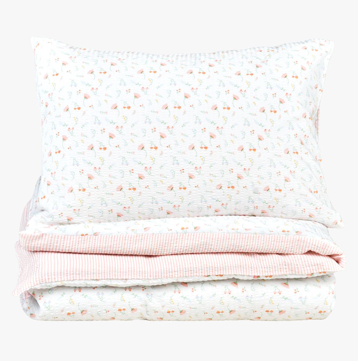 Krepp sengesett multi rosa - 140x220+50x70 cm multi rosa - 1