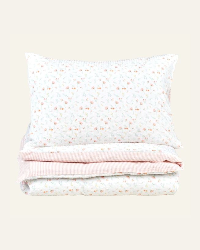 Krepp sengesett multi rosa - 140x200+50x70 cm multi rosa - 1