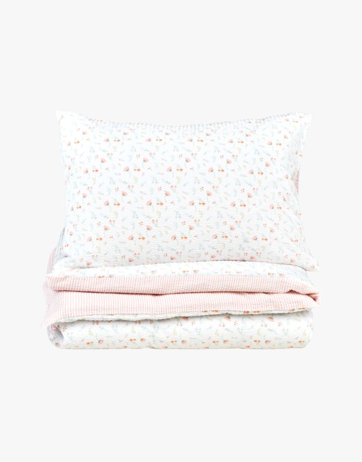 Krepp sengesett multi rosa - 140x220+50x70 cm multi rosa - 1