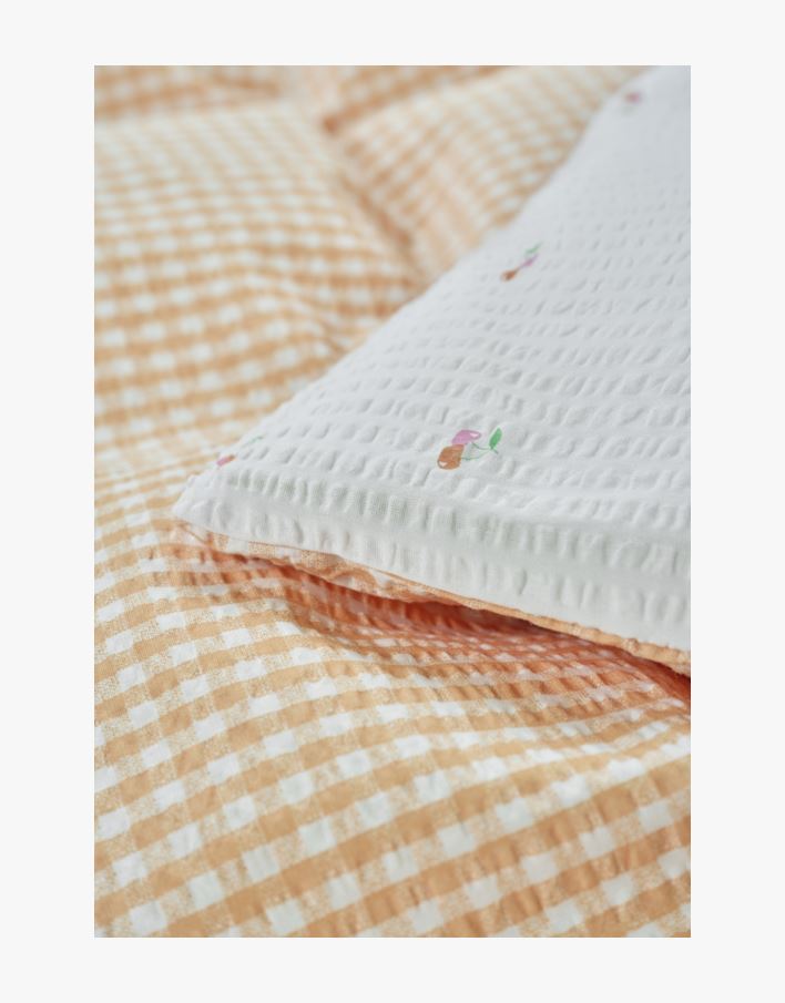 Krepp sengesett aprikos - 140x200+50x70 cm aprikos - 1