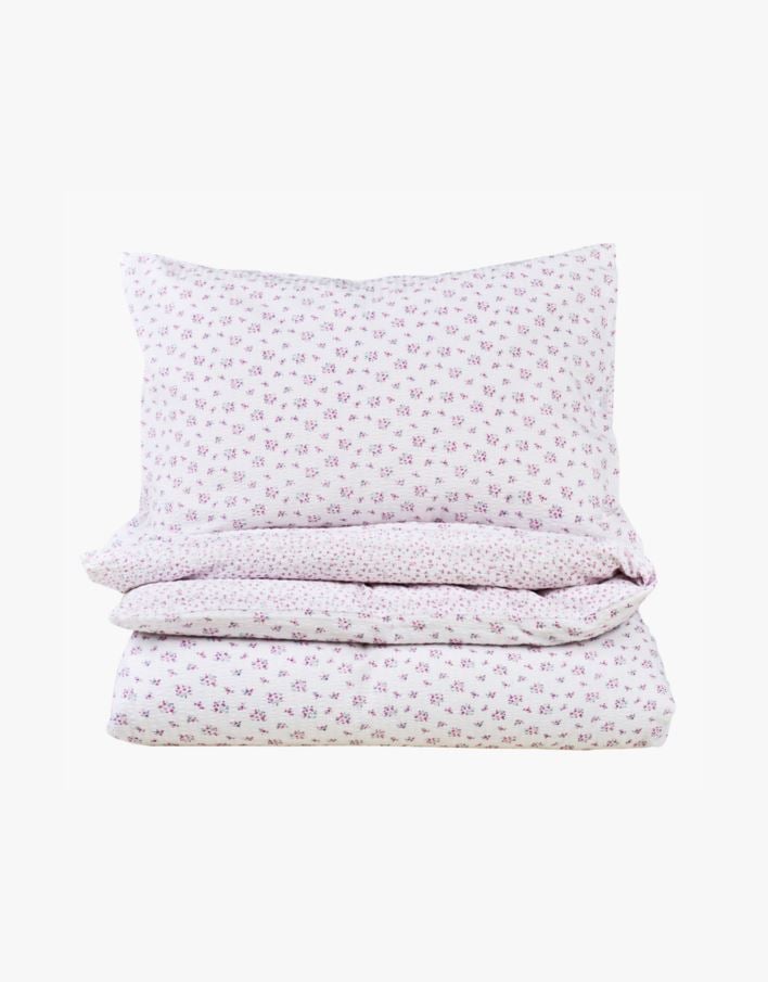 Krepp sengesett rosa - 140x220+50x70 cm rosa - 1