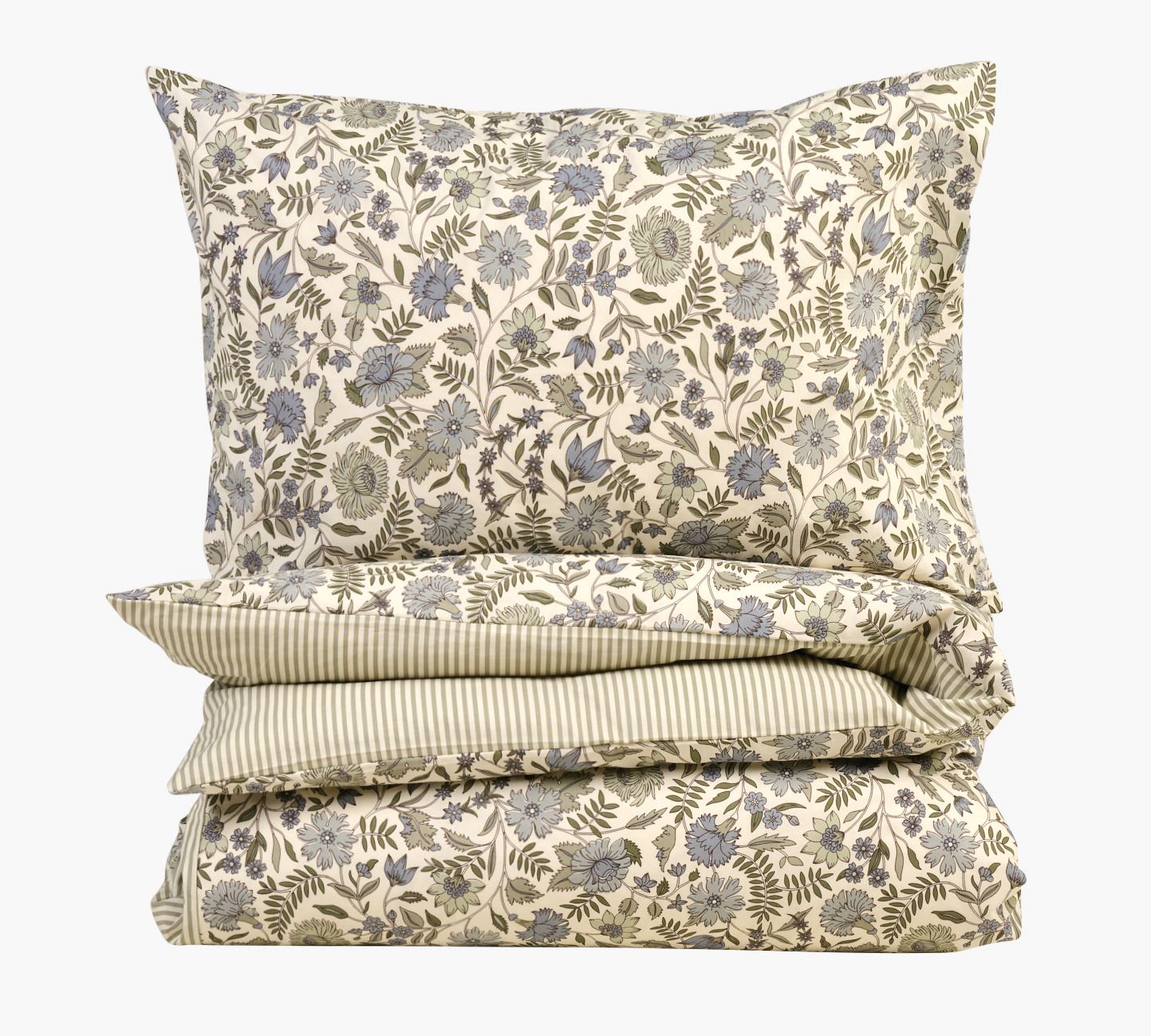 Bomull sengesett olivengrønn - 140x220 cm olivengrønn - 1