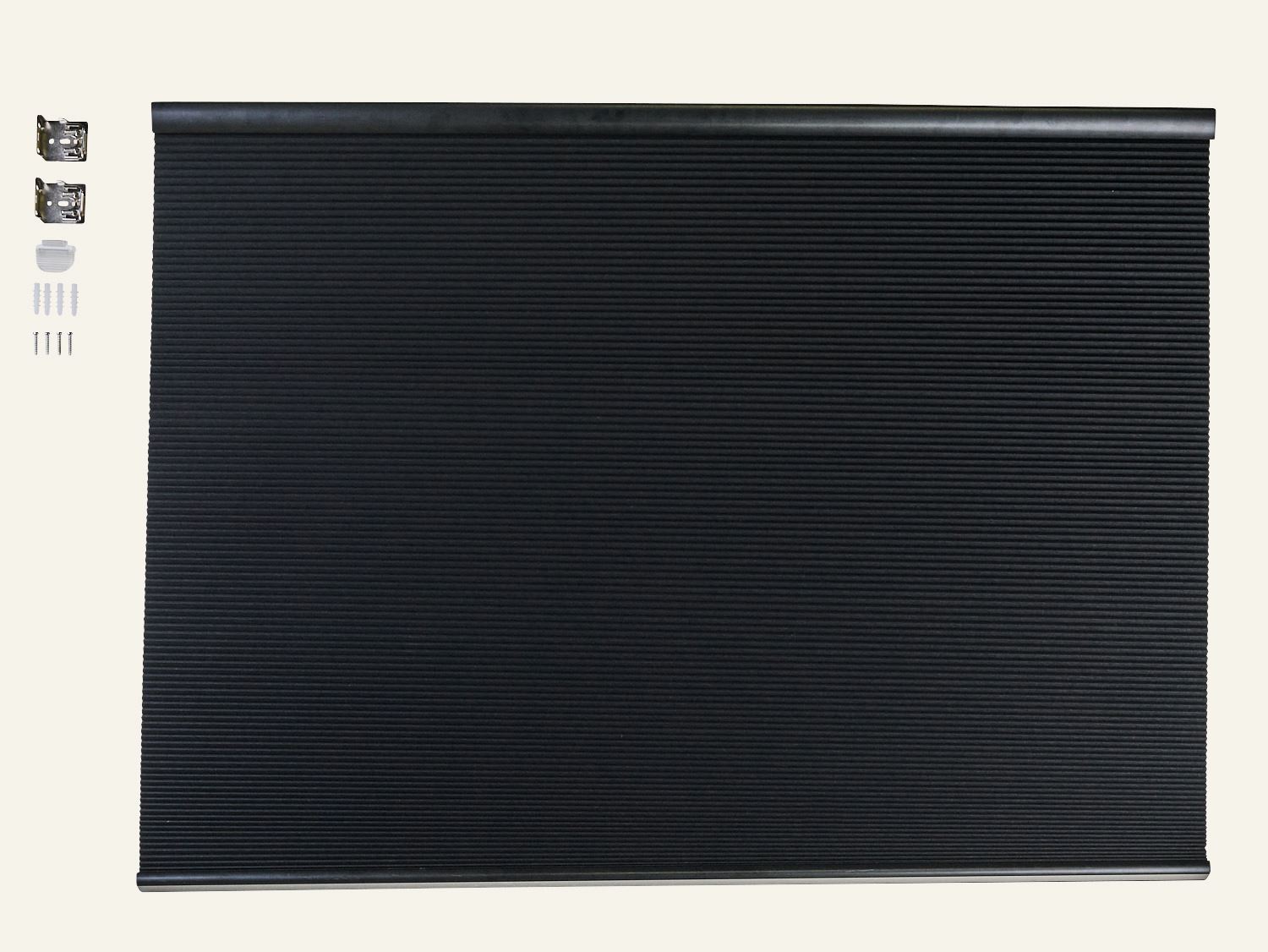 Lystett dobbel plisségardin svart - 2