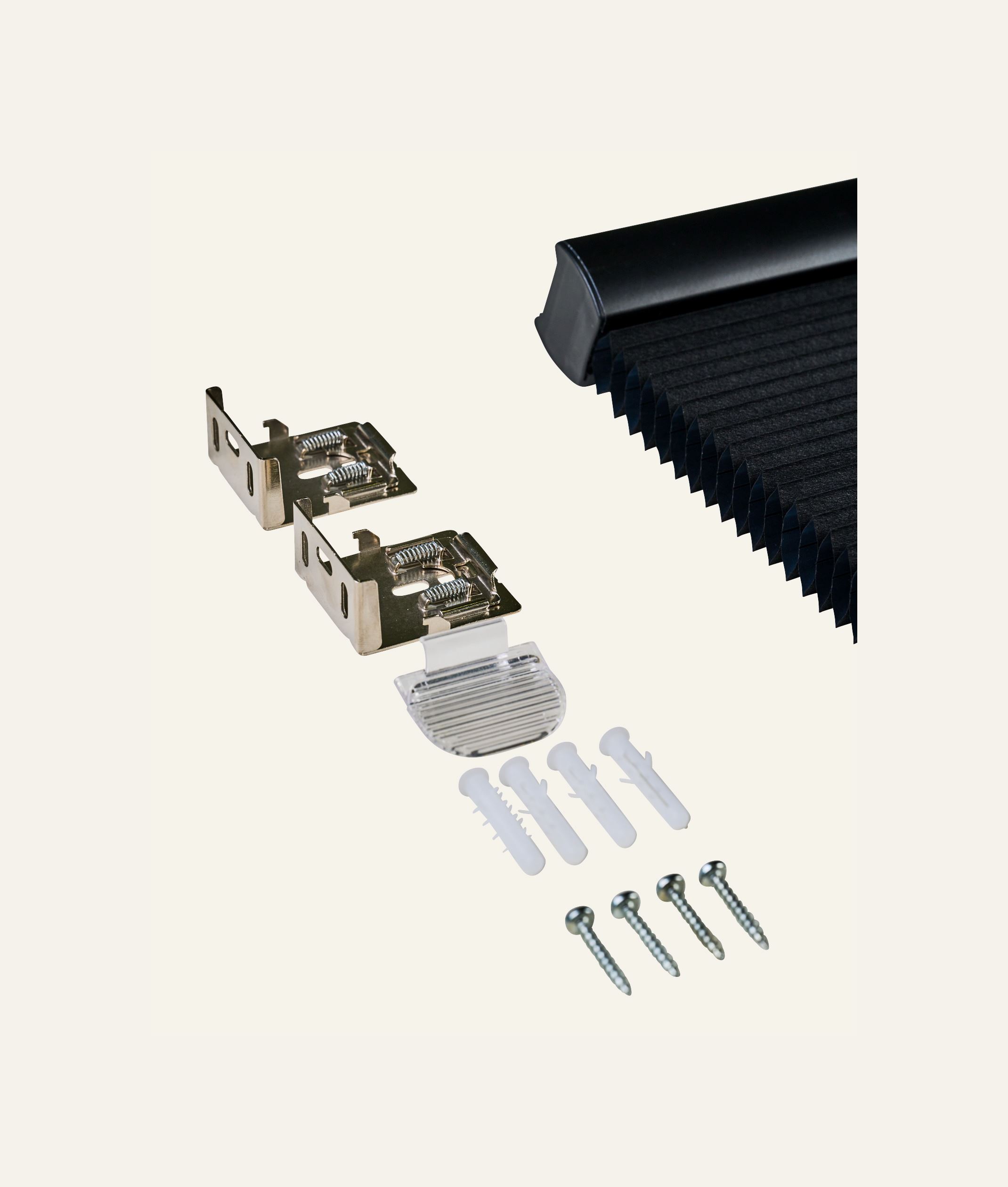 Lystett dobbel plisségardin svart - 5