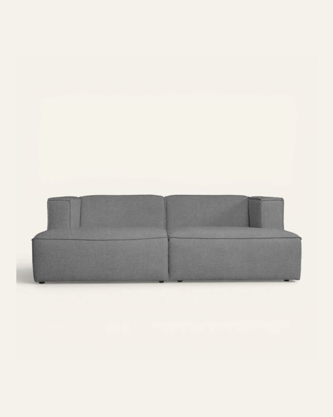 Modulsofa 2 deler m/sjeselong grå - 228x154x73 cm grå - 1