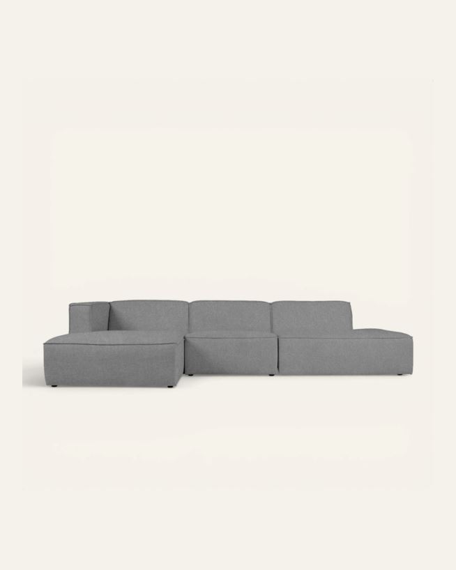 Modulsofa 3 deler åpen ende høyre grå - 338x153x73 cm grå - 1