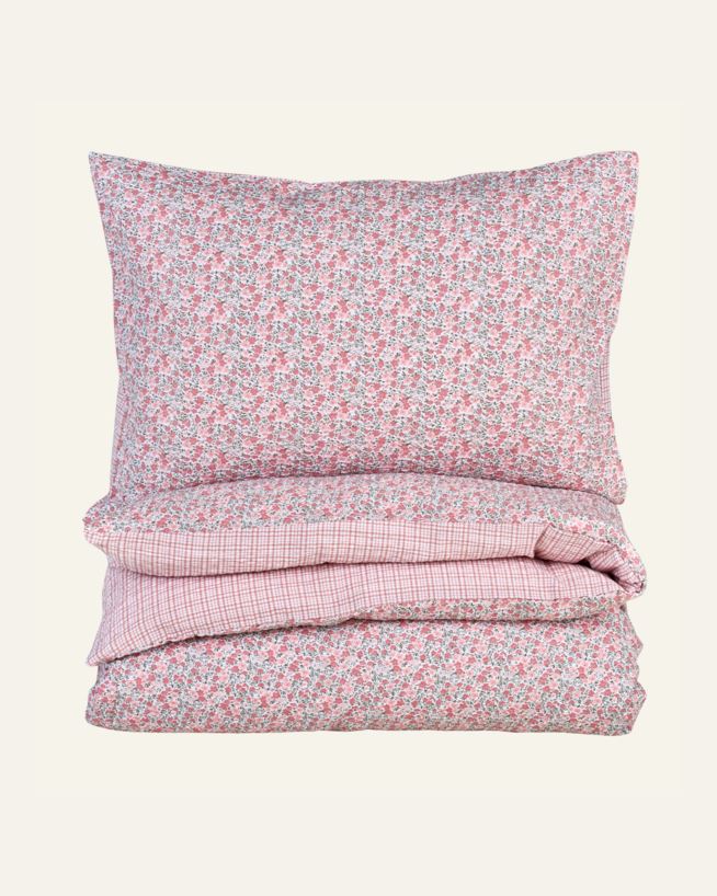 Krepp sengesett multi rosa - 140x200+50x70 cm multi rosa - 1